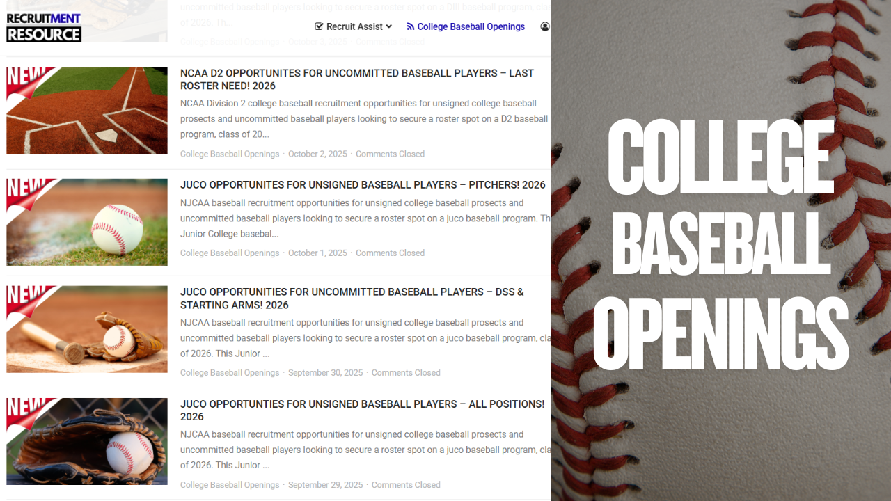 College Baseball Recruiting Openings – Verified Roster Spots (D1–JUCO)