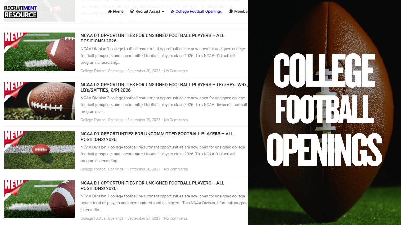 College Football Recruiting Openings – Verified Roster Spots (D1–JUCO)