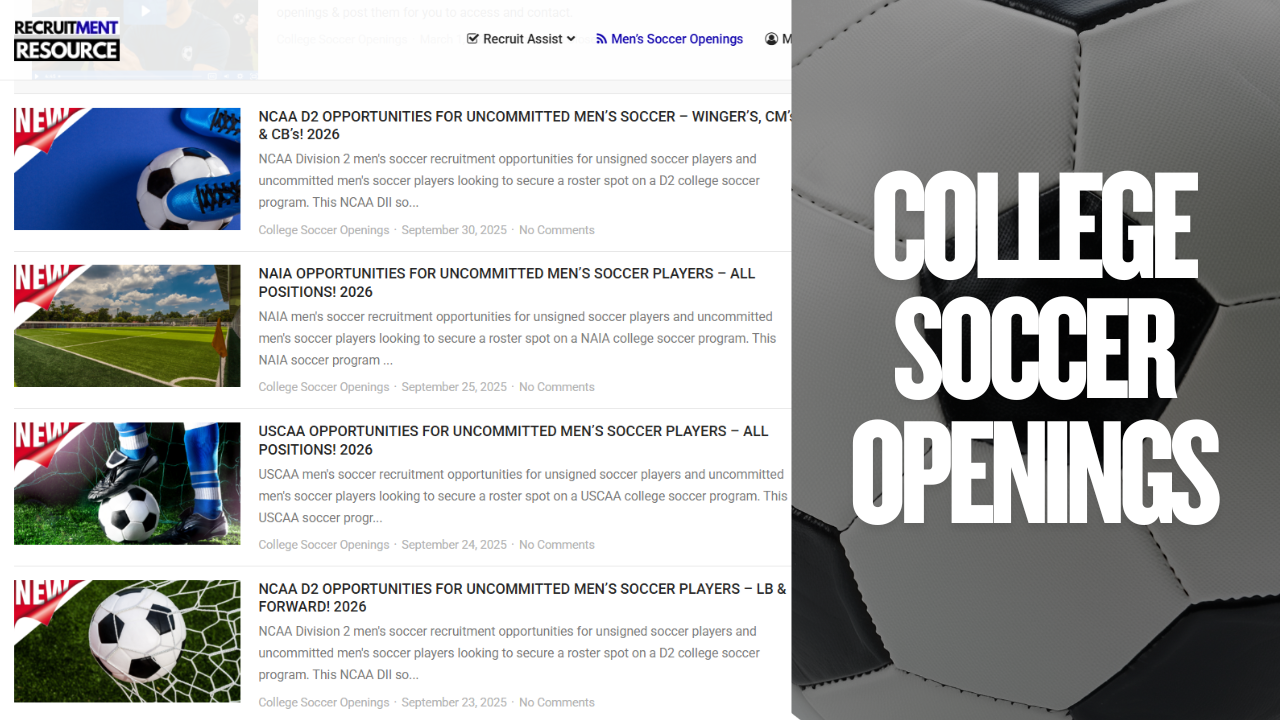 College Soccer Recruiting Openings – Verified Roster Spots (D1–JUCO)