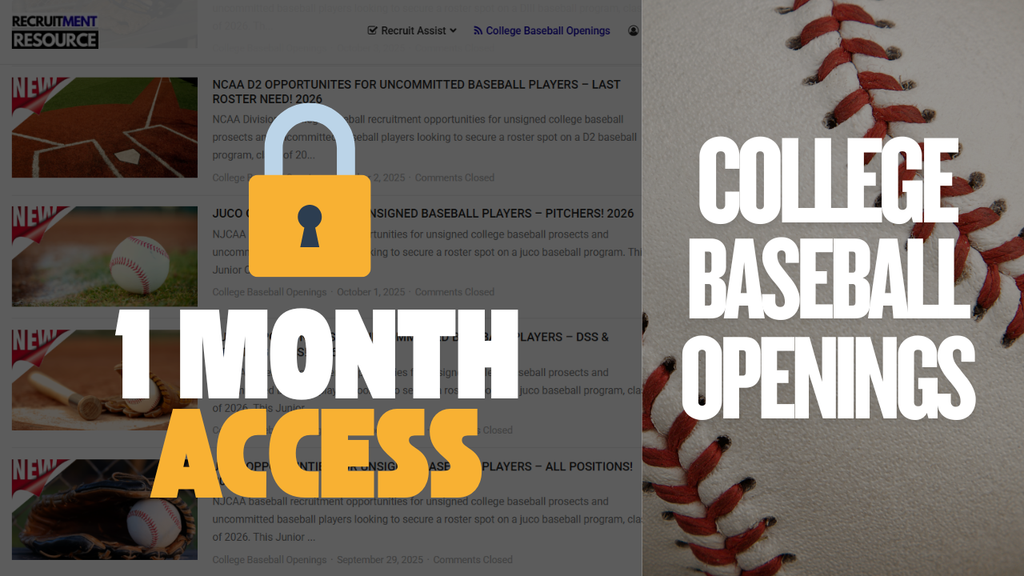 1-Month Access to Verified College Baseball Recruiting Openings