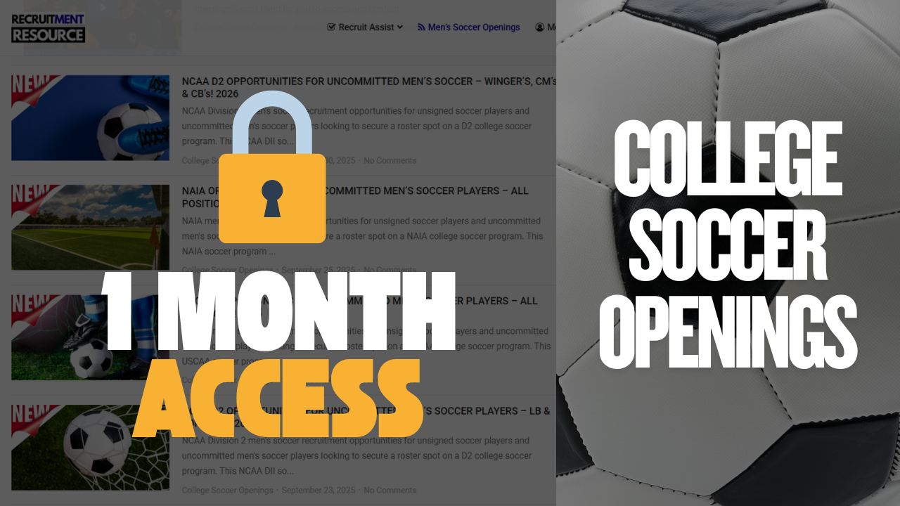 1-Month Access to Verified College Soccer Recruiting Openings