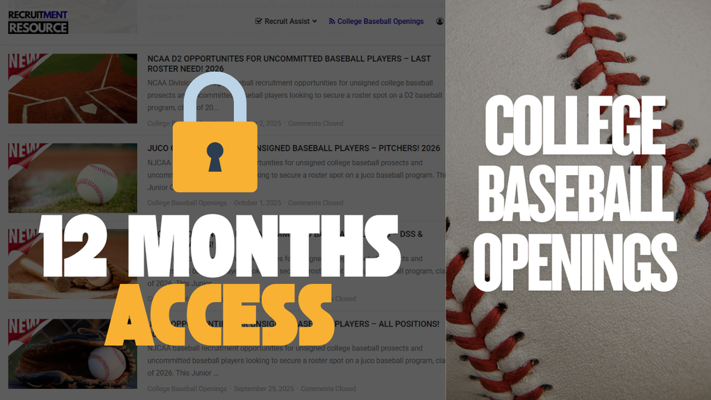 12-Months Access to Verified College Baseball Recruiting Openings