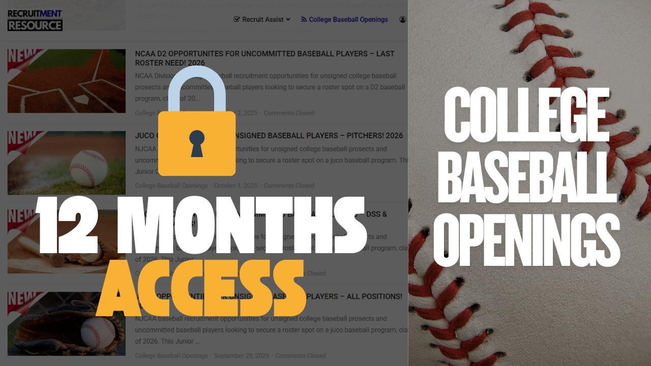 12-Months Access to Verified College Baseball Recruiting Openings