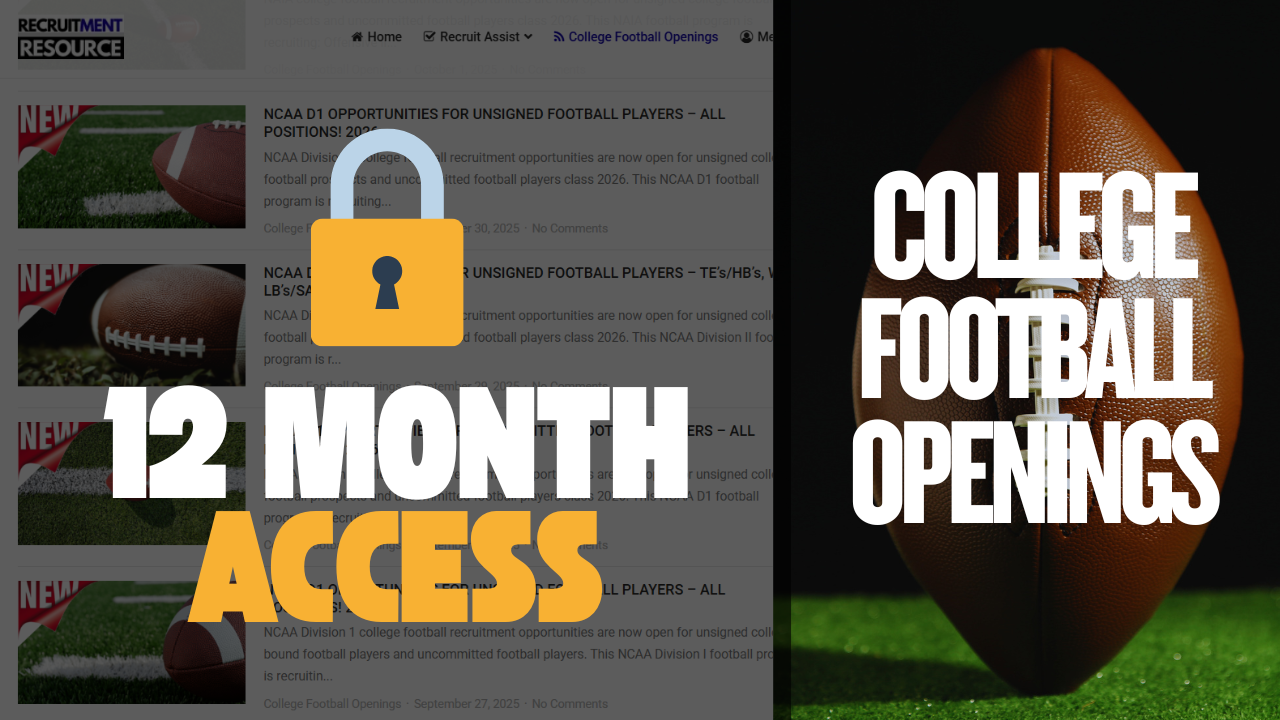 12-Months Access to Verified College Football Recruiting Openings