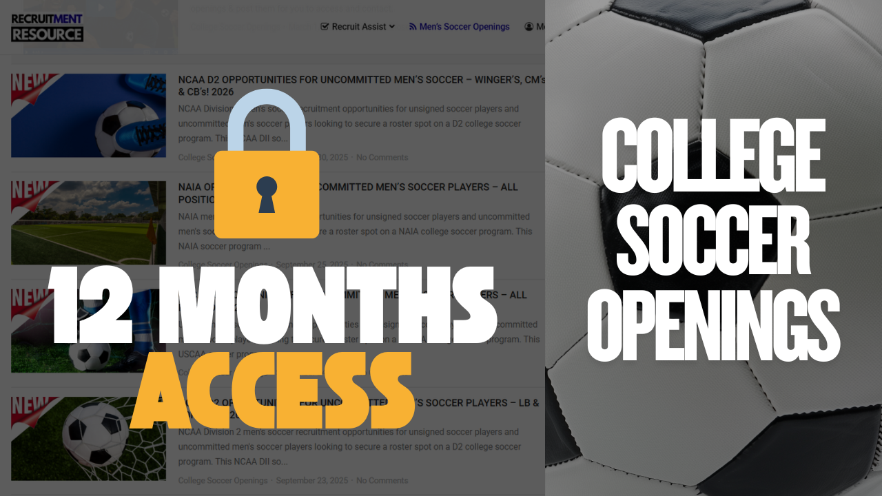 12-Months Access to Verified College Soccer Recruiting Openings