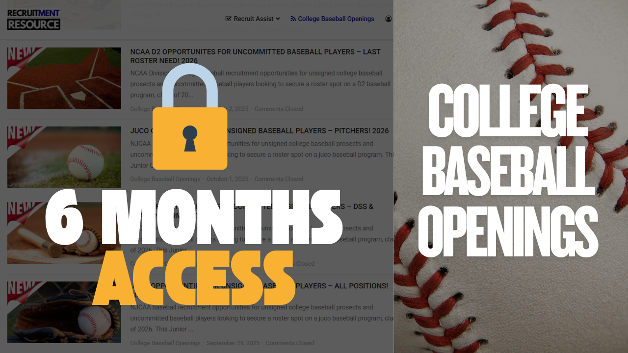 6-Months Access to Verified College Baseball Recruiting Openings