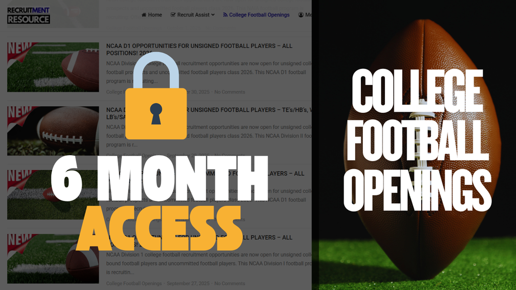 6-Months Access to Verified College Football Recruiting Openings