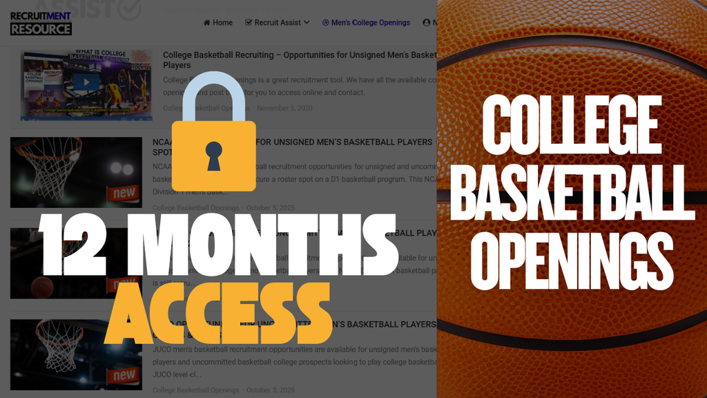 12-Months Access to Verified College Basketball Recruiting Openings