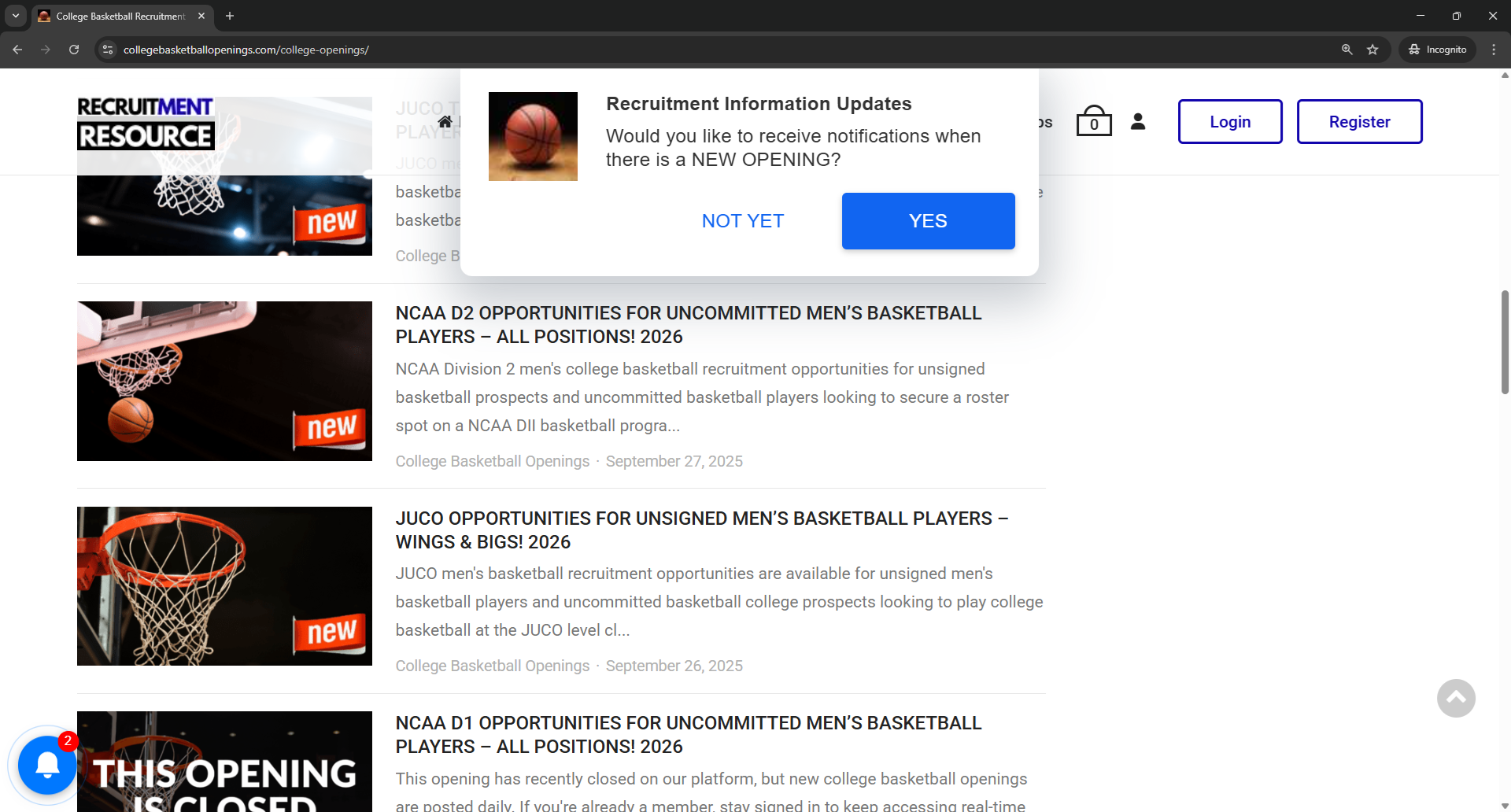 College Basketball Recruiting – 1 Month Access to Verified Openings