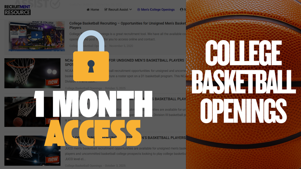 College Basketball Recruiting – 1 Month Access to Verified Openings
