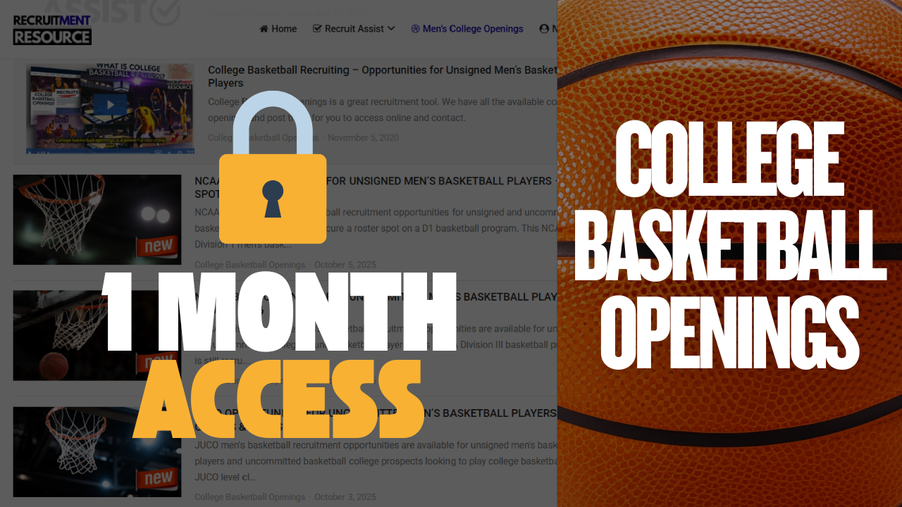 College Basketball Recruiting – 1 Month Access to Verified Openings